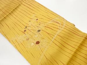 板締め絞り曲線に菊・萩模様名古屋帯